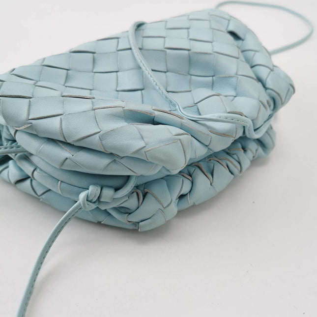 Sold Bottega Veneta Pouch Mini Intrecciato Blue Lambskin Leather Crossbody Bag