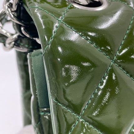 Chanel Classic Flap Jumbo Large Green Patent Leather Silver Hardware