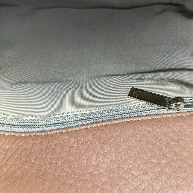 Chanel Cerf Executive Latte Dusty Pink Caviar Leather Handbag Silver Hardware With Strap