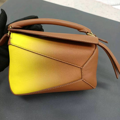 Loewe x Paula's Ibiza Degrade Puzzle Edge Mini Leather Lemon and Tan Crossbody Bag