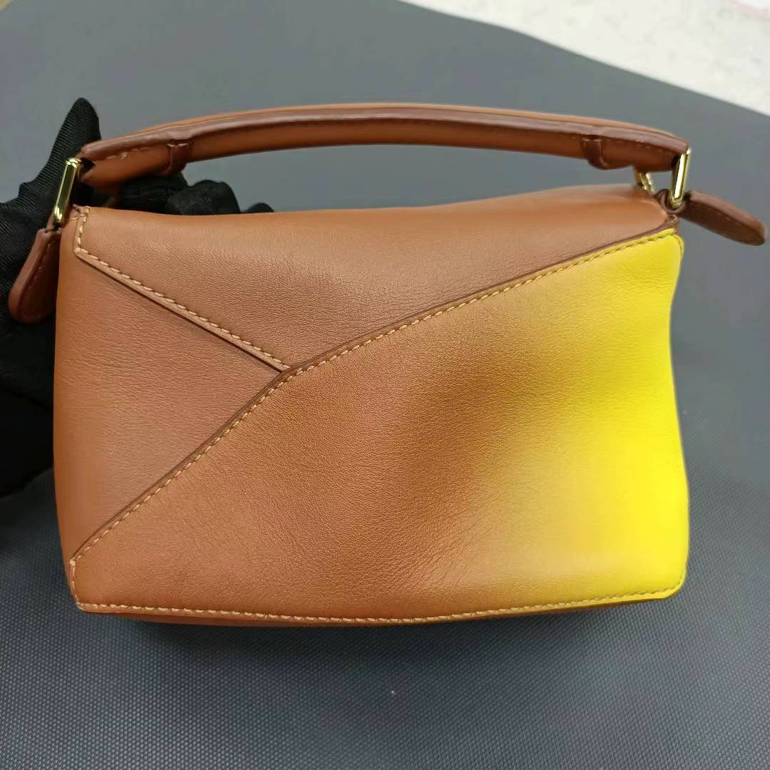 Loewe x Paula s Ibiza Degrade Puzzle Edge Mini Leather Lemon and Tan C Luxbags