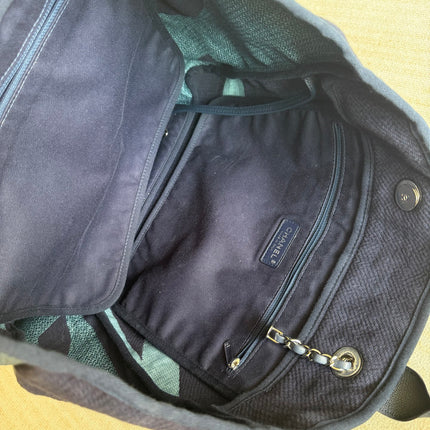 Chanel Deauville Tote Medium Navy Denim Top Handle