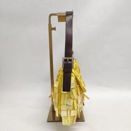 Sold Fendi Baguette Yellow Silk with Mother-of-pearl Sequins Rare