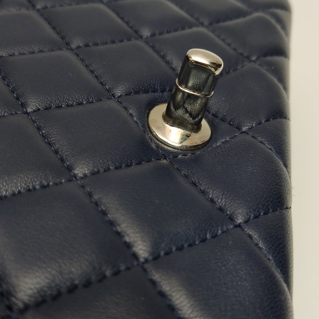 Chanel Classic Flap Mini 2020 Navy Lambskin Leather Silver Hardware