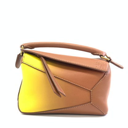 Loewe x Paula's Ibiza Degrade Puzzle Edge Mini Leather Lemon and Tan Crossbody Bag