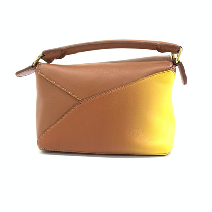 Loewe x Paula's Ibiza Degrade Puzzle Edge Mini Leather Lemon and Tan Crossbody Bag