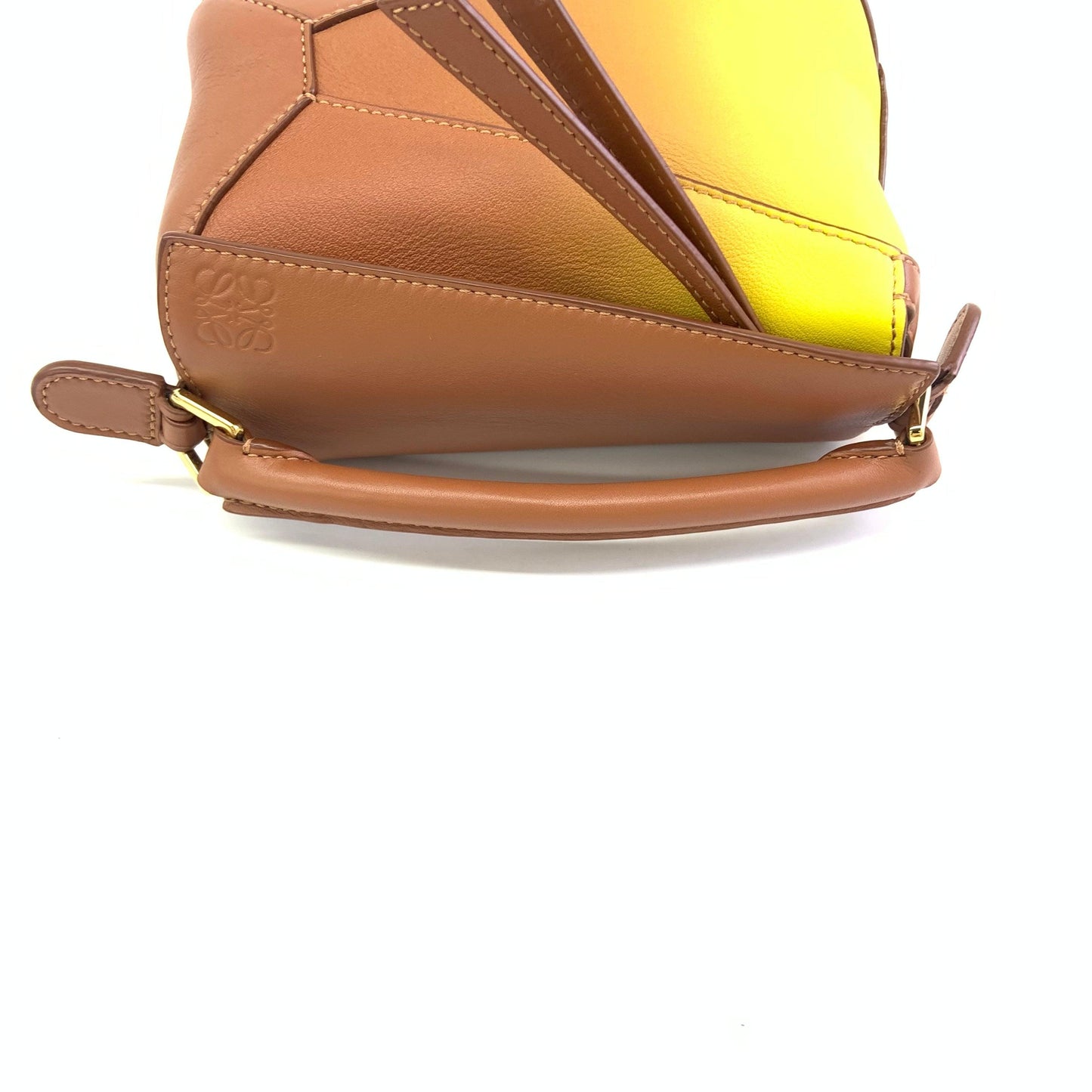 Loewe x Paula's Ibiza Degrade Puzzle Edge Mini Leather Lemon and Tan Crossbody Bag