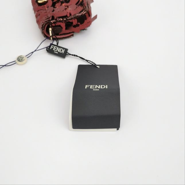 Fendi Nano Baguette Charm Red Sequins Satin Interior Chain Strap
