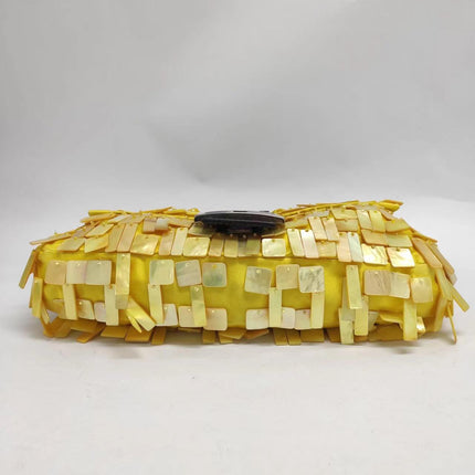 Sold Fendi Baguette Yellow Silk with Mother-of-pearl Sequins Rare