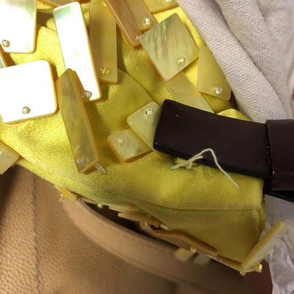 Sold Fendi Baguette Yellow Silk with Mother-of-pearl Sequins Rare