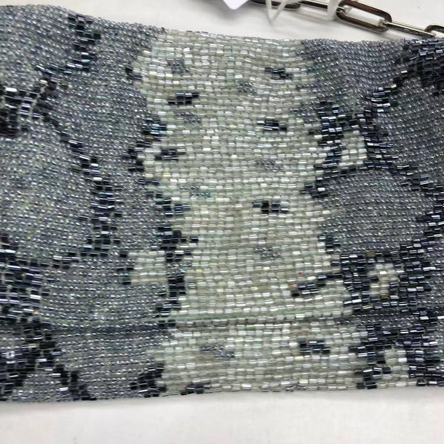 Gucci by Tom Ford Grey Blue Beaded Snake-skin Pattern Chain Shoulder Bag S/S 2000