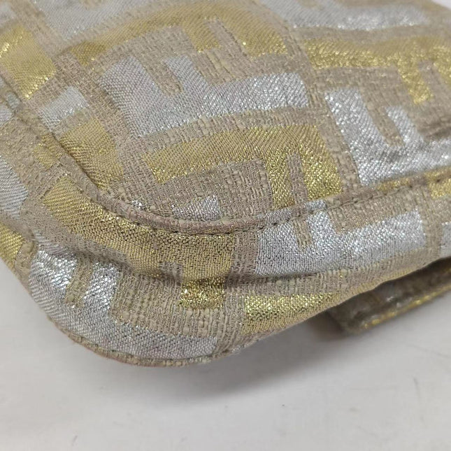 Sold Fendi Baguette Gold and Silver Thread FF Monogram Shoulder Bag