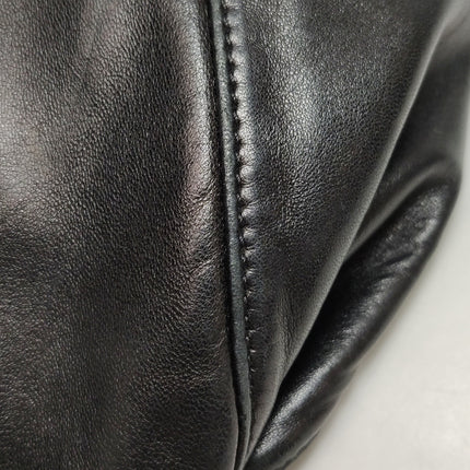 Fendi Mamma Baguette Black Lambskin Leather Green Enamel Buckle