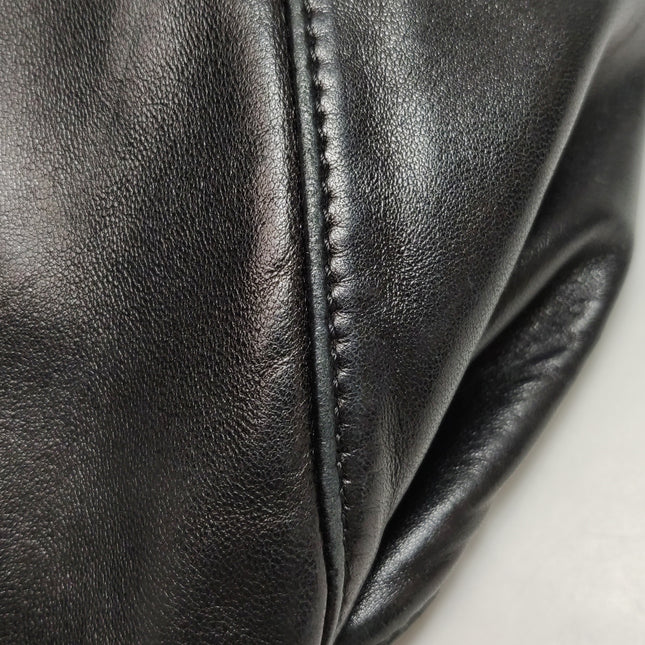 Fendi Mamma Baguette Black Lambskin Leather Green Enamel Buckle