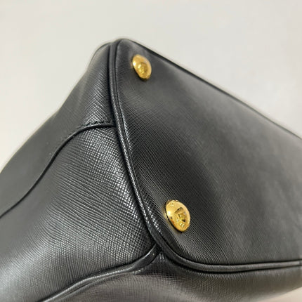 Prada Galleria Saffiano Leather Small Black Handbag with Strap
