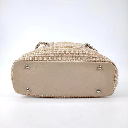 Sold Chanel Deauville Chain Shoulder Bag Beige Raffia and Tweed
