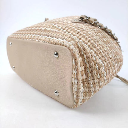 Sold Chanel Deauville Chain Shoulder Bag Beige Raffia and Tweed