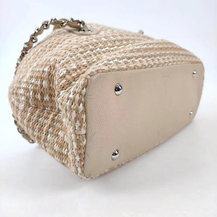 Sold Chanel Deauville Chain Shoulder Bag Beige Raffia and Tweed