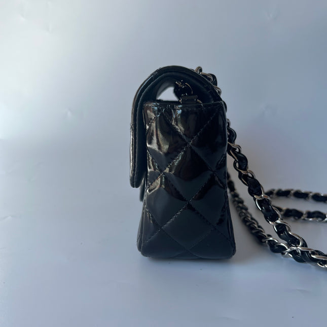 Sold Chanel Classic Flap Rectangular Mini Black Patent Leather Silver Hardware, 2012-2013