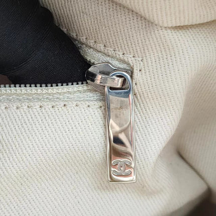 Sold Chanel Deauville Chain Shoulder Bag Beige Raffia and Tweed