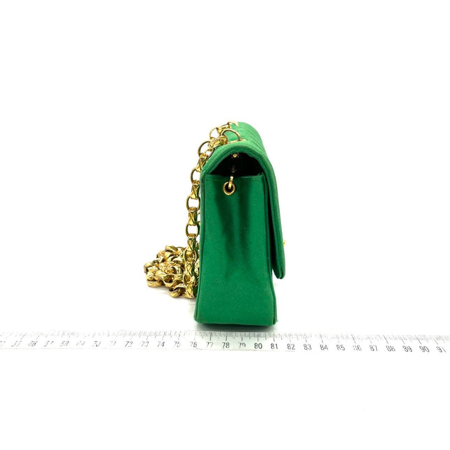 Chanel Diana Flap Bag 1990 Mini Green Silk Satin Bijou Chain