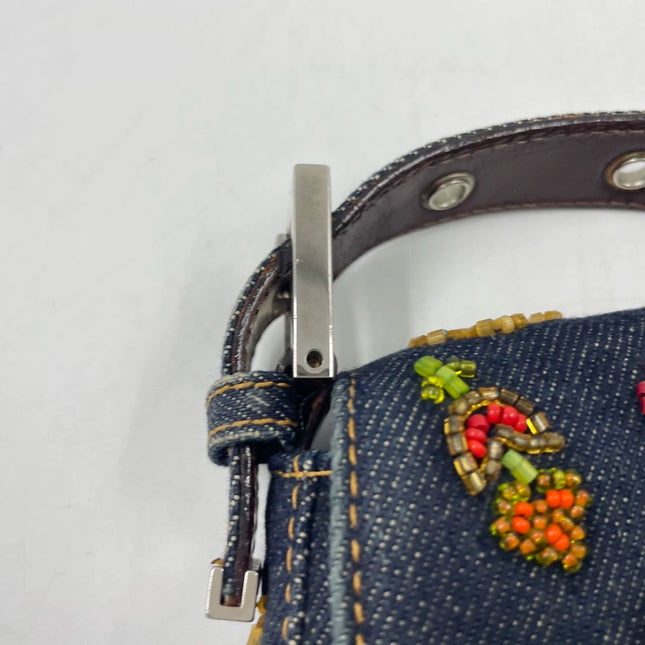 Sold Fendi Baguette Denim with Floral Beads 25 Anniversary Special Collection