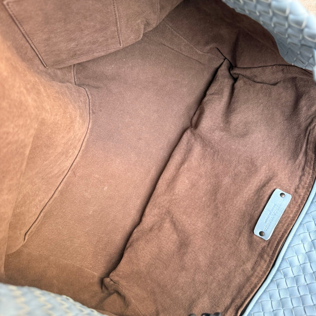 Bottega Veneta Cesta Shopper Tote Intrecciato Blue Leather Medium 40cm