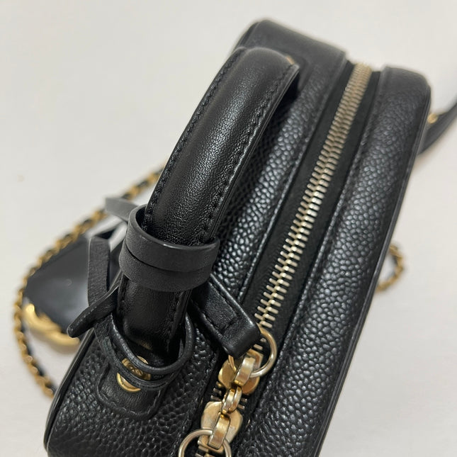 Chanel Filigree Mini Vanity Case 2019 Caviar Leather Black