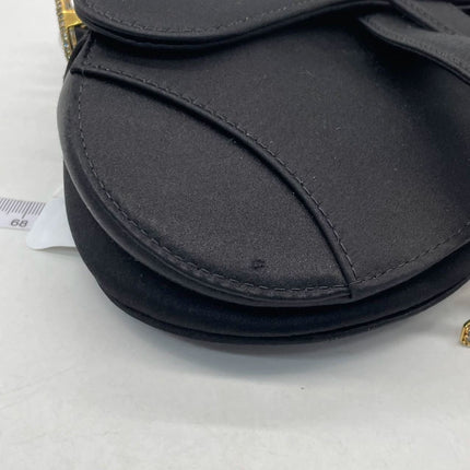 Dior Saddle Mini Silk Black with Crystal Embedded Buckles