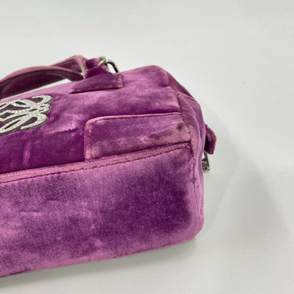 Loewe Amazona 19 Mini Handbag in Purple Velvet with Crystal Logo