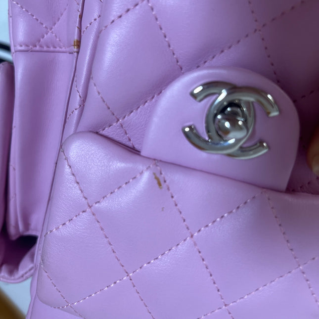 Chanel Cambon Large Pink Calfskin Leather Double Strap Handbag