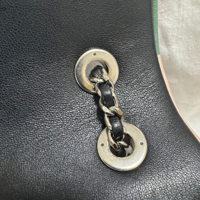 Chanel Timeless Classic Flap Lambskin Plexiglass Quilted Medium Cuba Color Flap Black with Multicolor Trim