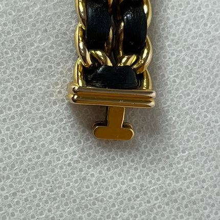 CHANEL 1987 Vintage PREMIERE Watch Medium Black Leather and 24KT Yellow Gold Plated