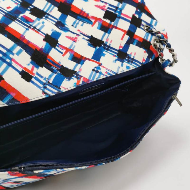 Sold Chanel Airline XXL Artsy Printed Canvas Single Flap Double Chain Bag Multicolor