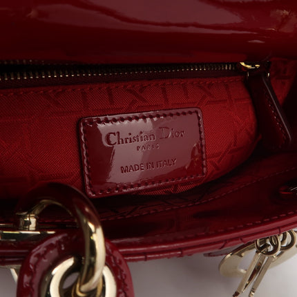 Lady Dior Mini 2019 Red Patent Leather Gold-tone Chain Strap