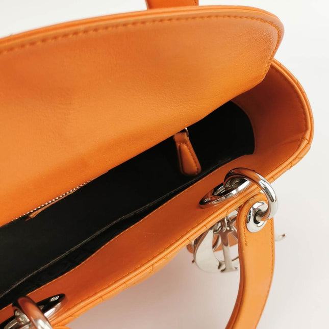 Sold Lady Dior My Abcdior 2016 Small Orange Lambskin Cannage Leather Handbag