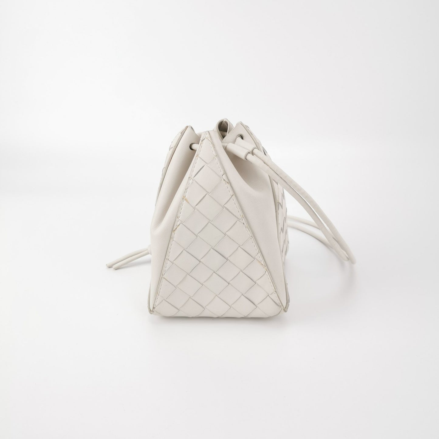 Bottega Veneta White Intrecciato The Mini Knot Shoulder Bag