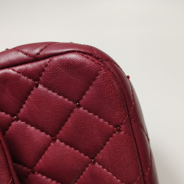 Chanel Seasonal Flap Mini Burgundy Lambskin Leather With Beads