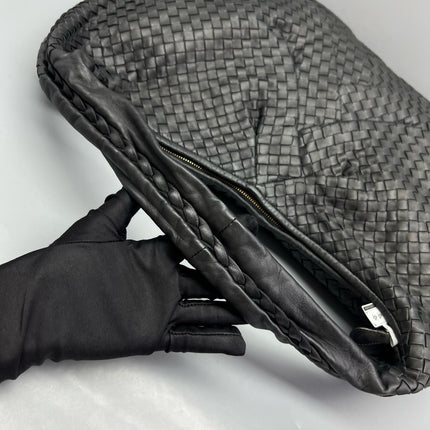 Bottega Veneta Veneta Hobo Maxi Black Leather Pleated 50cm