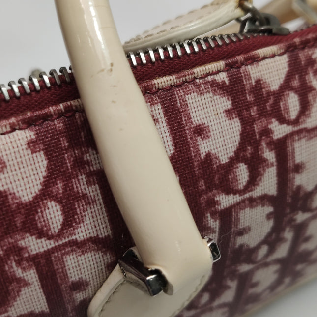 Dior No. 1 Rasta Trotter Bowling Bag Red Oblique Canvas White Patent Leather