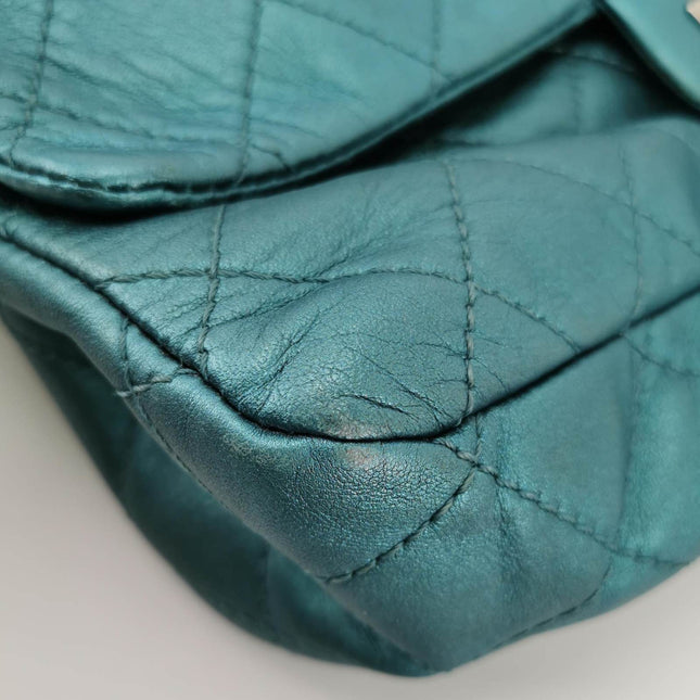 Sold Chanel 2.55 Flap Bag 2008 Large Lambskin Leather Teal Blue Green
