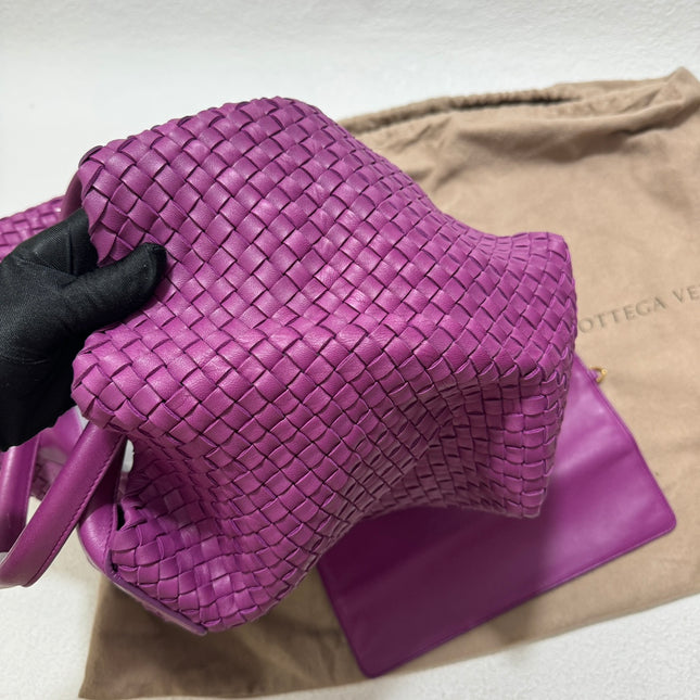 Bottega Veneta Cabat Large Intreccio Leather Tote Bag Purple with Pouch 42cm