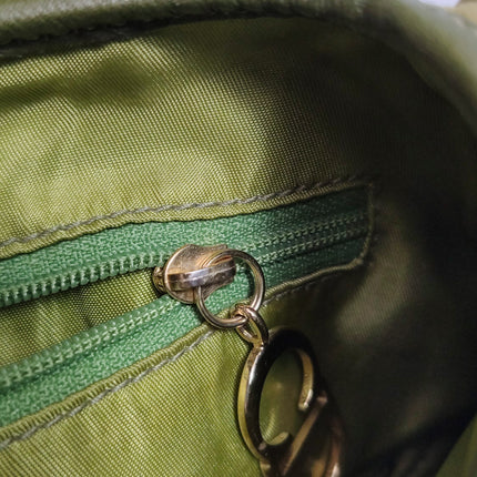 Dior Vintage Double Saddle Green Ostrich Leather Gold Hardware