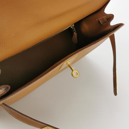 Hermes Kelly 28 Sellier Brown Gold Epsom Leather Gold Hardware 1985