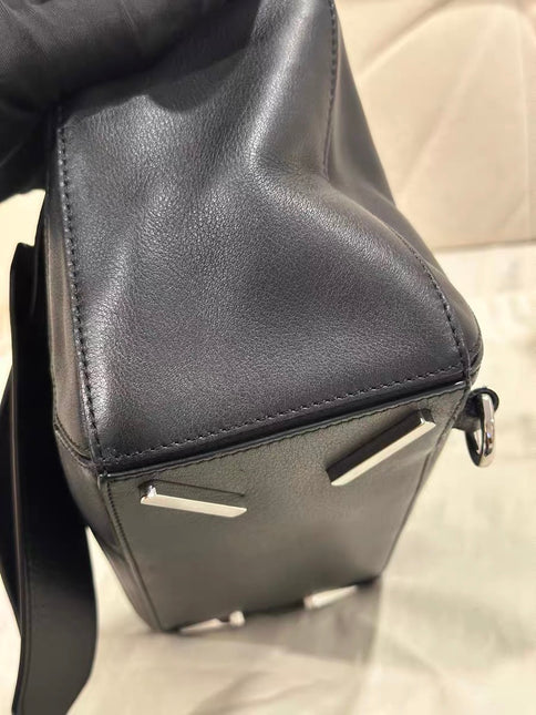 Loewe Puzzle Small Black Smooth Leather White Logo With Metal Feet 2016