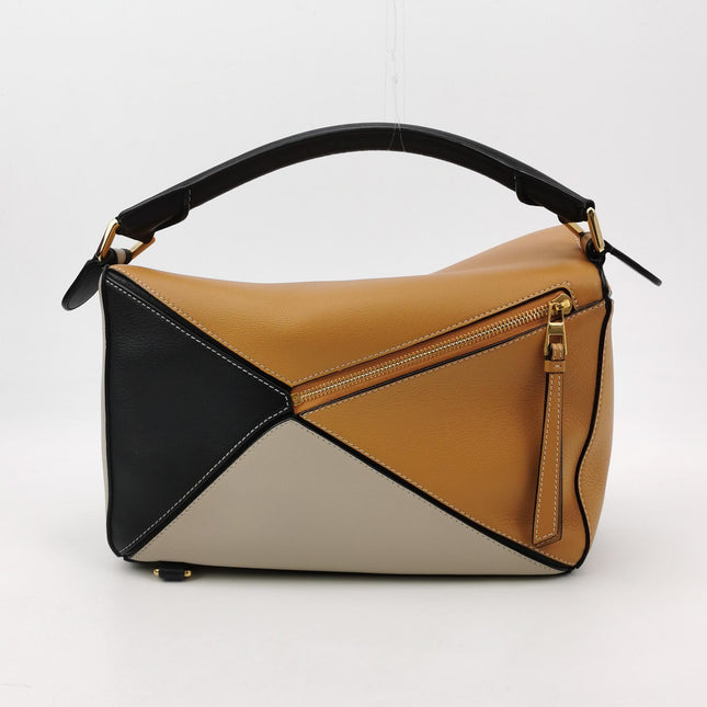 Loewe Puzzle Medium Tricolor Black Yellow Calfskin leather bag