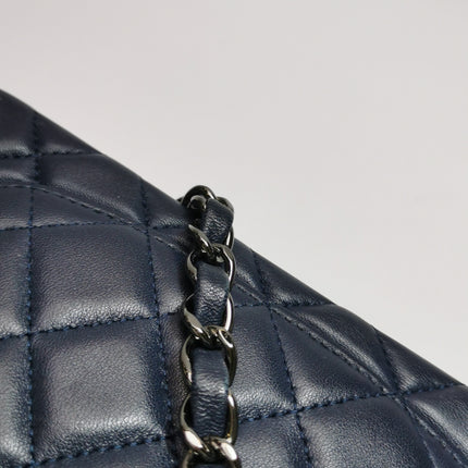 Chanel Classic Flap Mini 2014 Navy Lambskin Leather Silver Hardware