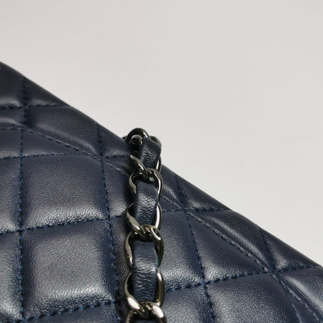 Chanel Classic Flap Mini 2014 Navy Lambskin Leather Silver Hardware