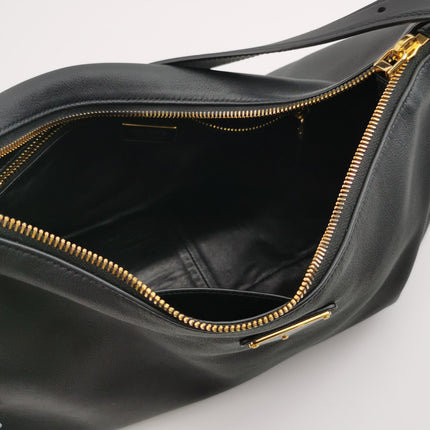 Prada Aimée Black Large Calfskin Leather Shoulder Bag