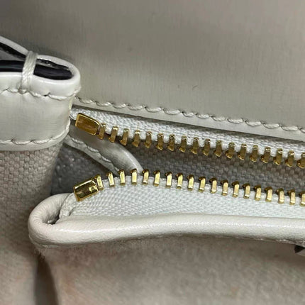 Gucci Bamboo 1947 Top Handle Bag Small White Box Leather Canvas Strap
